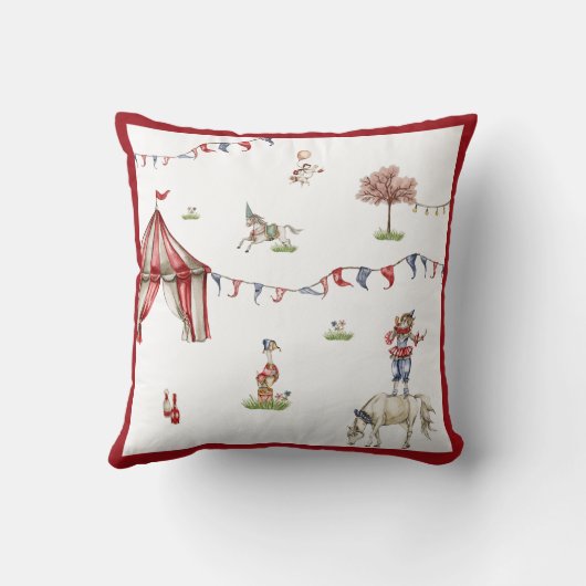Cute Children Circus Carnival Animals Pattern クッション (裏面)