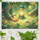 Cute Children in Forest キッチンタオル (折り畳み)