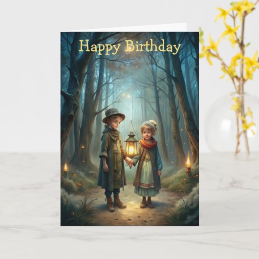 Cute Children in Winter カード (黄色い花)