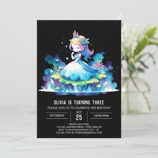 Cute Children Princess Birthday 招待状 (スタンド正面)