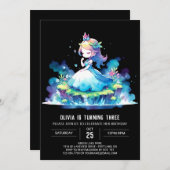 Cute Children Princess Birthday 招待状 (正面/裏面)