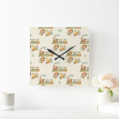 Cute Child's Bird Apple Train Clock スクエア壁時計 (ホーム)