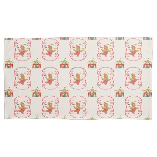 Cute Childs Circus Bear Framed Pillowcase 枕カバー (正面)