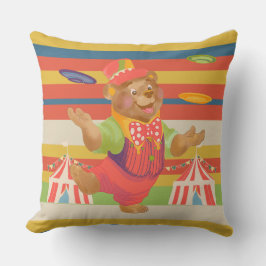Cute Child's Circus Bear Throw Pillow クッション
