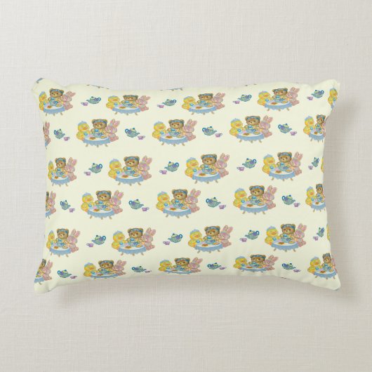 Cute Child's Toy Tea Party Accent Pillow アクセントクッション (正面)