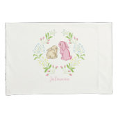 Cute Childs Wreath Bunny Pillowcase 枕カバー (正面右)