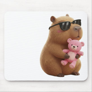 Cute Chill Capybara with Teddy Bear Aesthetic マウスパッド