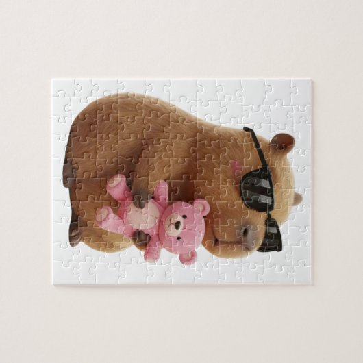 Cute Chill Capybara with Teddy Bear Jigsaw Puzzle ジグソーパズル (横)