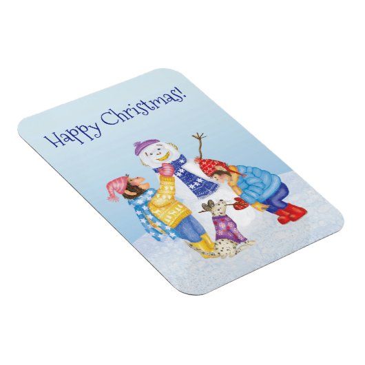 Cute chimps building a snowman magnet マグネット (右側)