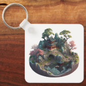 Cute Chinese Fantasy 3D Landscape Keychain キーホルダー (正面)