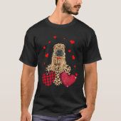 Cute Chinese Shar Pei With Leopard Red Plaid Heart Tシャツ (正面)
