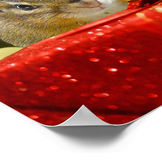 Cute Chipmunk Merry Christmas ポスター (角)