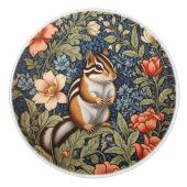 Cute Chipmunk William Morris Inspired Floral セラミックノブ (正面)