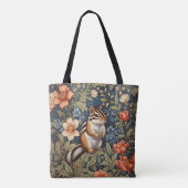 Cute Chipmunk William Morris Inspired Floral トートバッグ (裏面)
