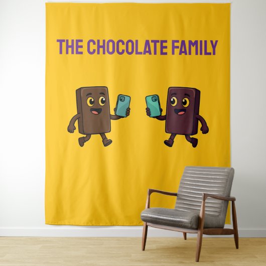 Cute Chocolate Bar with Phone Funny Tapestry タペストリー (インサイチュ)