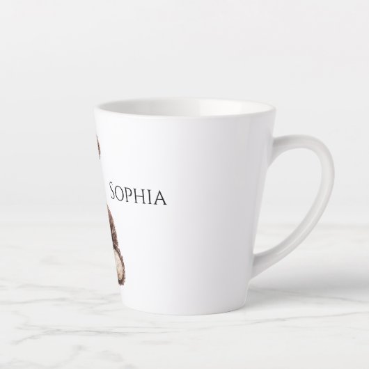 Cute Chocolate Brown Teddy Bear カフェラテマグ (右)