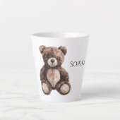 Cute Chocolate Brown Teddy Bear カフェラテマグ (正面)