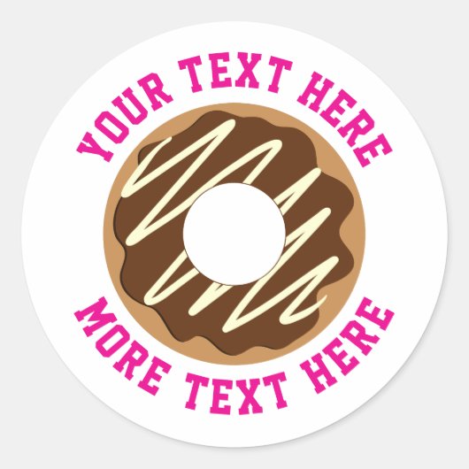 Cute chocolate donut with icing custom ラウンドシール (正面)