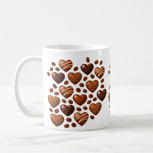 Cute Chocolate Hearts Mug - Sweet Candy Love Patte コーヒーマグカップ (左)
