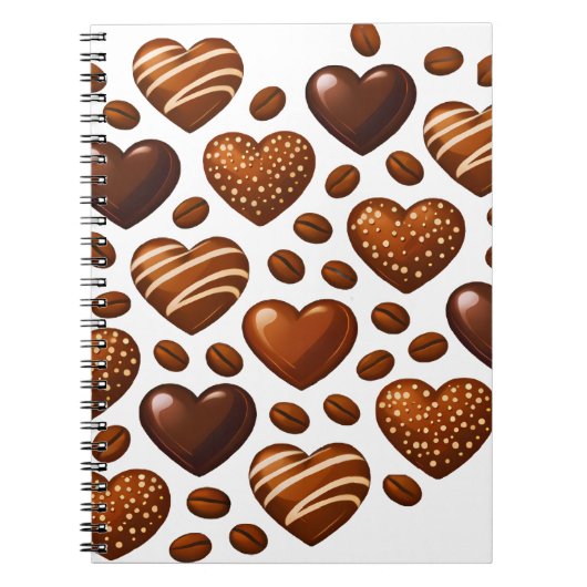 Cute Chocolate Hearts Notebook - Candy Love Journa ノートブック (正面)