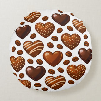 Cute Chocolate Hearts Pillow - Round Candy Love ラウンドクッション
