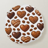 Cute Chocolate Hearts Pillow - Round Candy Love ラウンドクッション (裏面)