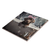 Cute Chocolate Lab Puppy Dog Spa Bubble Bath タイル (側面)