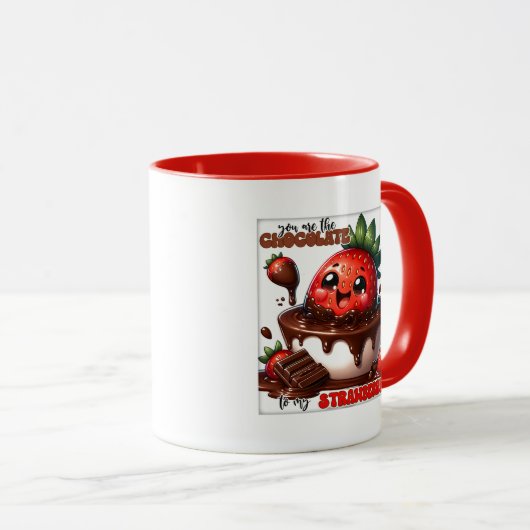 Cute Chocolate strawberry word art マグカップ (正面右)
