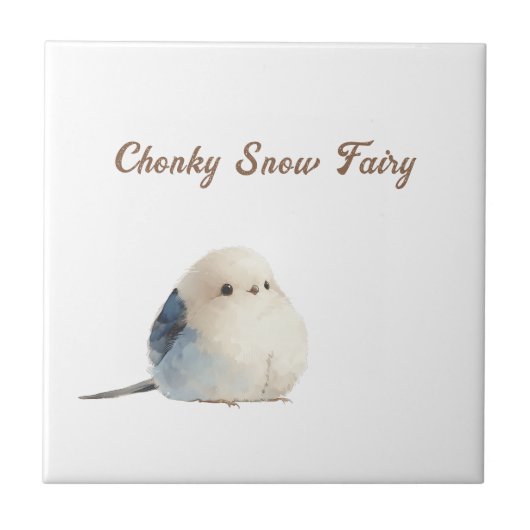 Cute Chonky Snow Fairy Shima Enaga Bird タイル (正面)