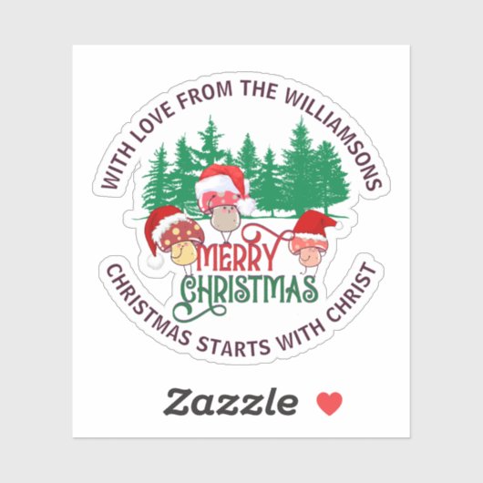 Cute Christian MERRY CHRISTMAS Mushroom シール (シート)