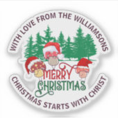 Cute Christian MERRY CHRISTMAS Mushroom シール (正面)