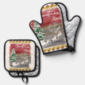 Cute Christmas  鍋つかみ&鍋敷きセット (正面/裏面)