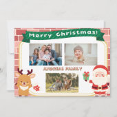 Cute Christmas 3 Photo Collage Holiday Card 2025 シーズンカード (正面)