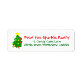 Cute Christmas Address Label with Fun Cartoon Tree ラベル (正面)