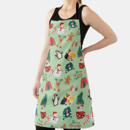 Cute Christmas All-Over Print Apron エプロン