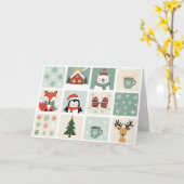 Cute Christmas and Winter Animal Clipart Set カード (黄色い花)