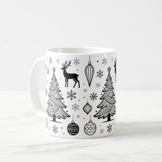 Cute Christmas Animals Illustration コーヒーマグカップ (正面左)