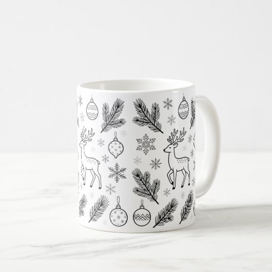 Cute Christmas Animals Illustration mugs コーヒーマグカップ (正面右)