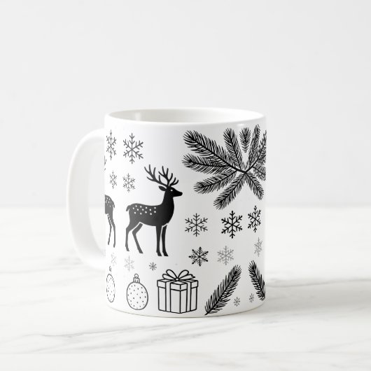 Cute Christmas Animals Illustration mugs コーヒーマグカップ (正面左)