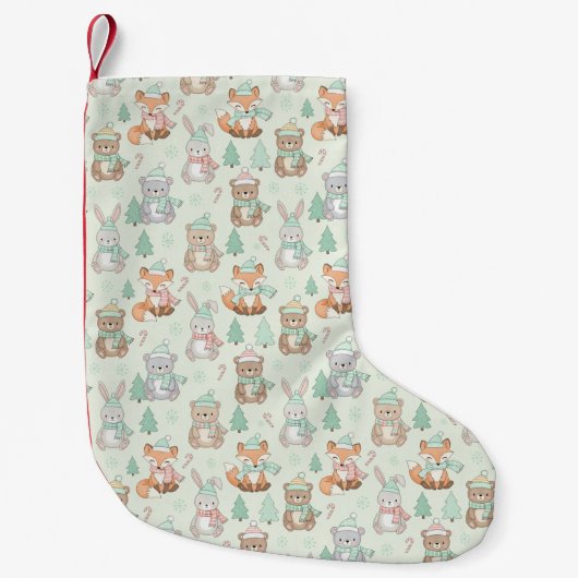 Cute Christmas Animals Seamless Pattern スモールクリスマスストッキング (正面)