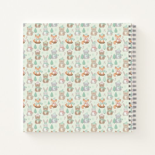 Cute Christmas Animals Seamless Pattern ノートブック (裏面)