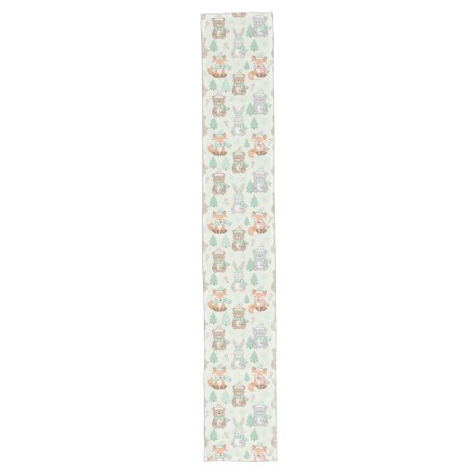 Cute Christmas Animals Seamless Pattern ロングテーブルランナー (正面)