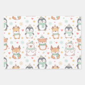Cute Christmas Animals Wrapping Paper – Festive Ho ラッピングペーパーシート (正面2)