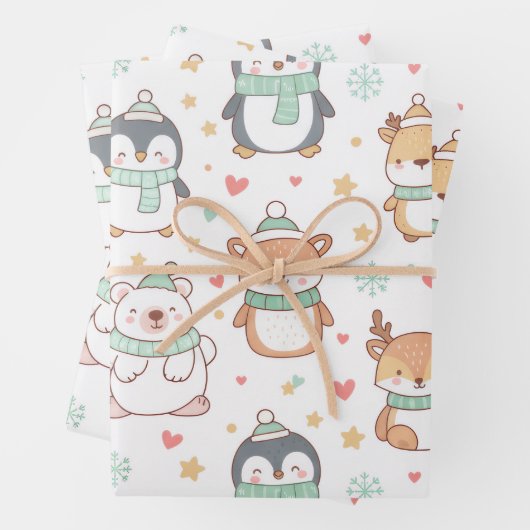 Cute Christmas Animals Wrapping Paper – Festive Ho ラッピングペーパーシート (インサイチュ)