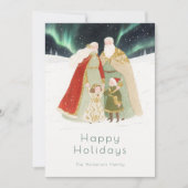 Cute Christmas Aurora Borealis Nordic Family シーズンカード (正面)