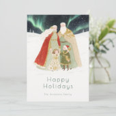 Cute Christmas Aurora Borealis Nordic Family シーズンカード (スタンド正面)