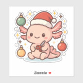 Cute Christmas Axolotl Sticker – Holiday Ornament シール (シート)