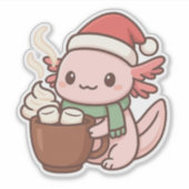 Cute Christmas Axolotl Sticker – Hot Cocoa Kawaii シール (正面)