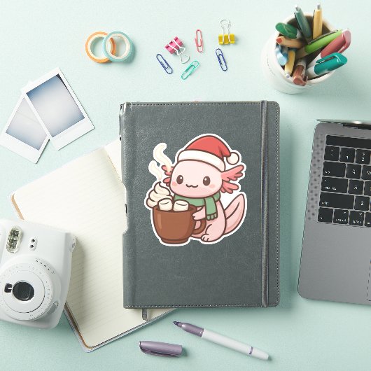 Cute Christmas Axolotl Sticker – Hot Cocoa Kawaii シール (iPadカバー)