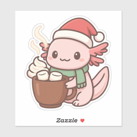 Cute Christmas Axolotl Sticker – Hot Cocoa Kawaii シール (シート)